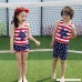 Merrybay Toddler Boy and Girl's Swimsuit 3 Piece With Stars and Stripes Red Girl B07BFBHX99